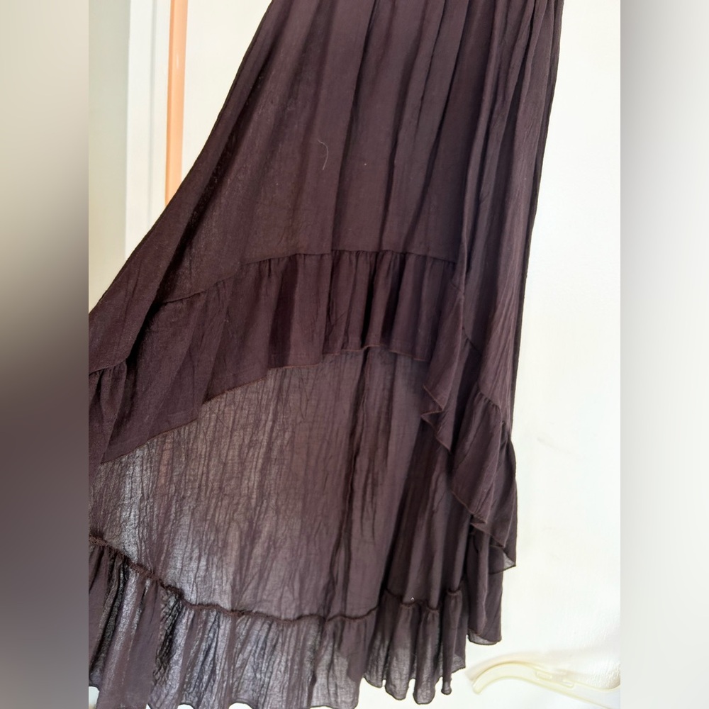 Ruffled Maxi SKirt Hi-Lo Hem, cotton NWT
